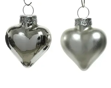 Decoris kersthangers glas hart 12st zilver - afbeelding 2