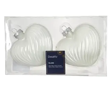 Decoris kersthangers glas hart 2st winterwit - afbeelding 1