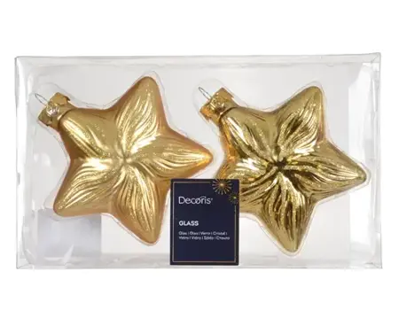 Decoris kersthangers glas ster 2st goud - afbeelding 1