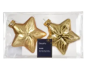 Decoris kersthangers glas ster 2st goud - afbeelding 1