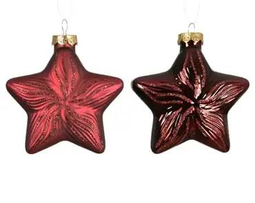 Decoris kersthangers glas ster 2st ossenbloed - afbeelding 2