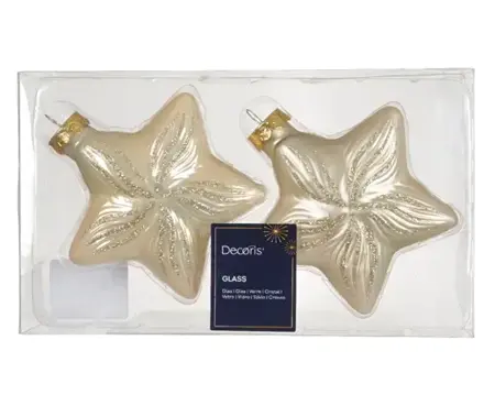 Decoris kersthangers glas ster 2st parel - afbeelding 1