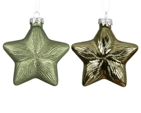 Decoris kersthangers glas ster 2st rosemarijn - afbeelding 2