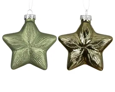Decoris kersthangers glas ster 2st rosemarijn - afbeelding 2