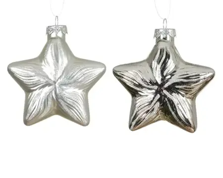 Decoris kersthangers glas ster 2st zilver - afbeelding 2
