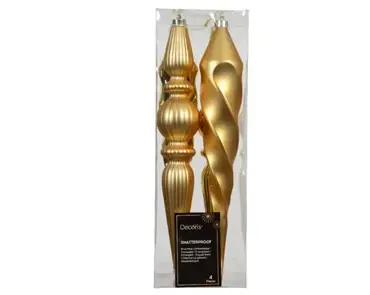 Decoris kersthangers plastic | 4 stuks | goud - afbeelding 1