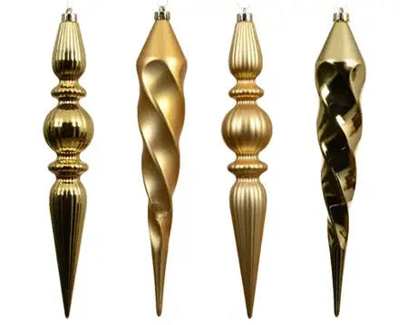 Decoris kersthangers plastic 4st goud - afbeelding 2