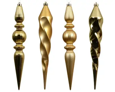 Decoris kersthangers plastic 4st goud - afbeelding 2