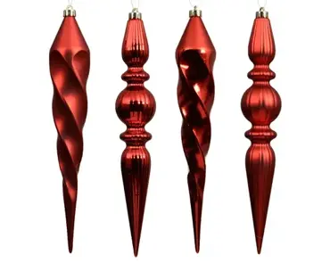 Decoris kersthangers plastic 4st rood - afbeelding 2