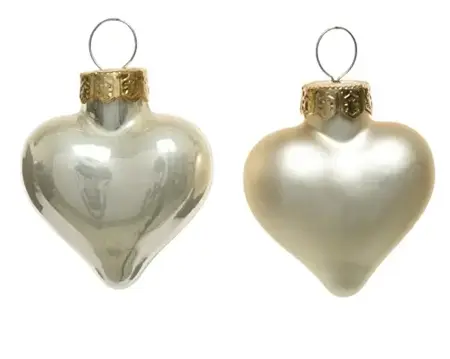 Decoris kersthangers set glas hart | 12 stuks | parel - afbeelding 2