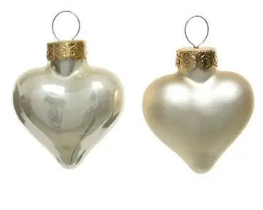 Decoris kersthangers set glas hart | 12 stuks | parel - afbeelding 2