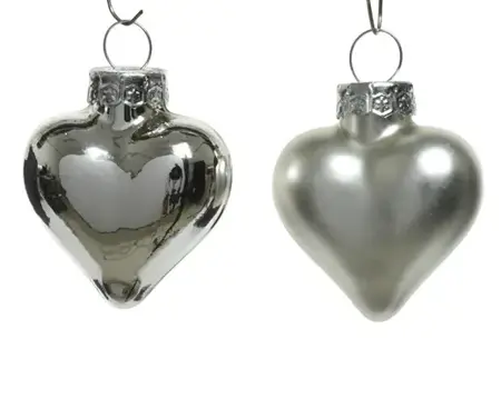 Decoris kersthangers set glas hart | 12 stuks | zilver - afbeelding 2