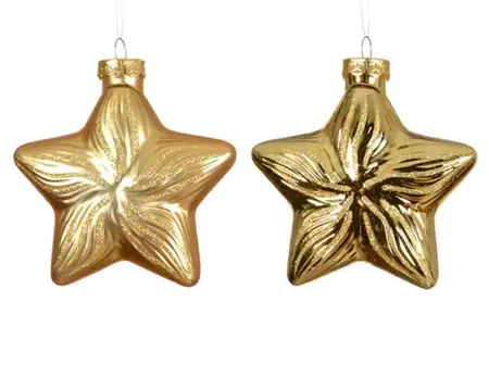 Decoris kersthangers set glas ster | 2 stuks | goud - afbeelding 2