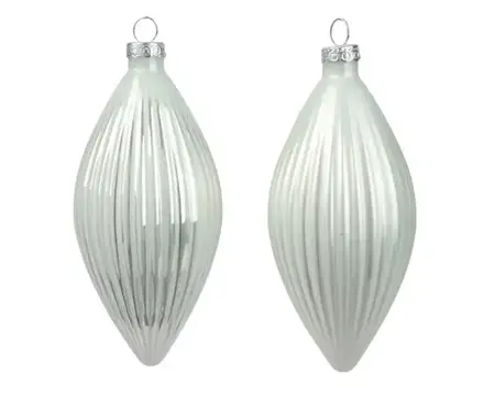 Decoris kerstornament glas olijf 3st winterwit 13cm - afbeelding 2