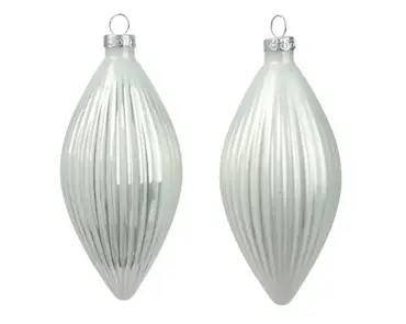 Decoris kerstornament glas olijf 3st winterwit 13cm - afbeelding 2