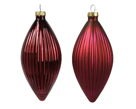 Decoris kerstornament set glas olijf | 3 stuks | 13 centimeter | ossenbloed - afbeelding 2