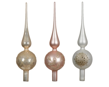 Decoris Piek glas zacht roze/ wit 31cm