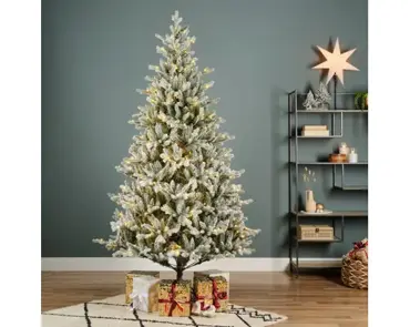 Everlands kunstkerstboom Allison 180cm groen/wit/warm wit - afbeelding 4