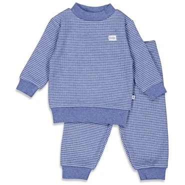Feetje Wafelpyjama | blue melange | maat 110 - afbeelding 1