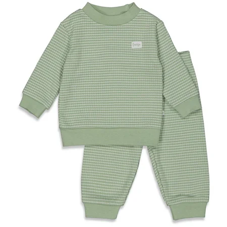 Feetje Wafelpyjama | groen melange | maat 98 - afbeelding 1
