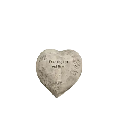 Gedenkbeeld hart met tekst 17x15x6cm