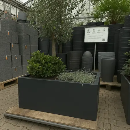 GLM plantenbak Amsterdam met bodem Grijs 100x100x40cm