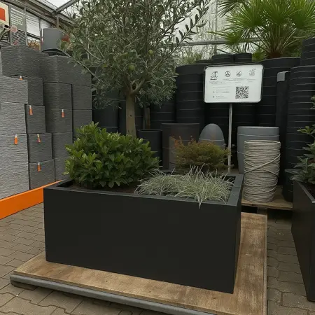 GLM plantenbak Amsterdam met bodem Zwart 100x100x40cm