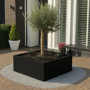 GLM plantenbak Lyon met bodem Zwart 75x75x40cm