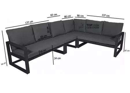 Hoek Loungebank Pina Colada Negro