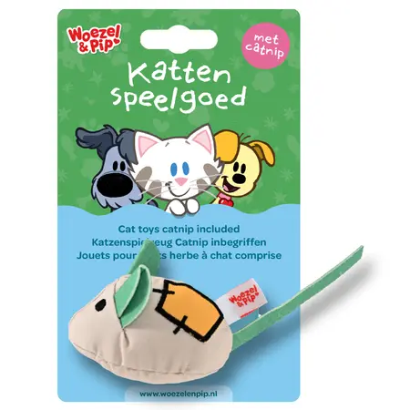 Kattenspeelgoed muis canvas+catnip 8cm wit