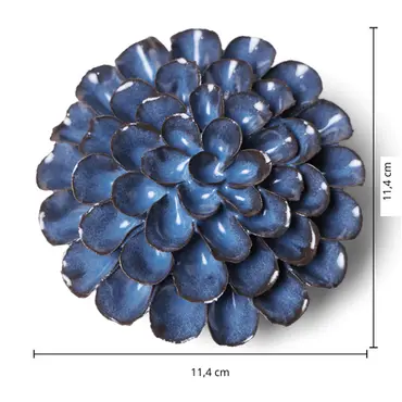 Keramiek Wandbloem Blue Noir Pompon Dahlia - afbeelding 4