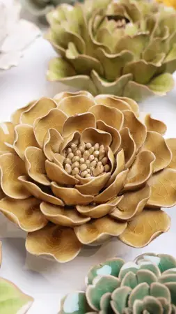 Keramiek Wandbloem Caramel Charm Pioenroos - afbeelding 3