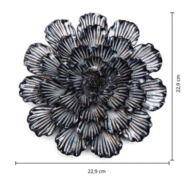 Keramiek Wandbloem Donkerblauwe Dahlia - afbeelding 4