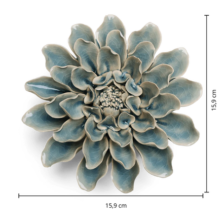 Keramiek Wandbloem Poeder Blauwe Aphrodite Dahlia - afbeelding 4