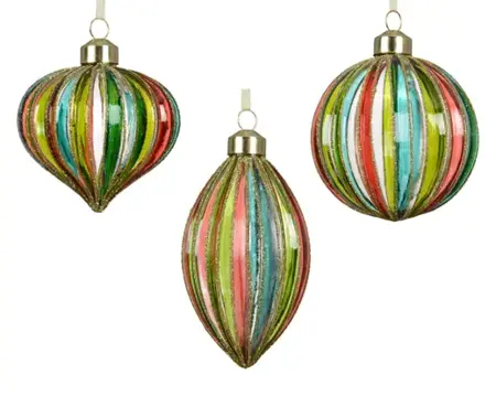 Kerstbal glas 8cm multi - assortiment