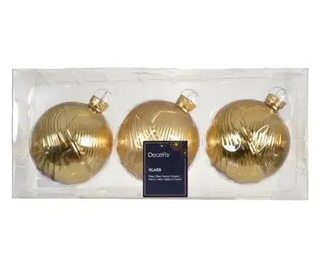 Kerstbal glas d8cm goud 3st