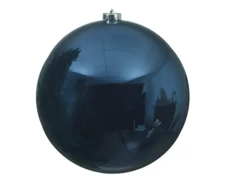 Kerstbal plastic 20cm glans nachtblauw