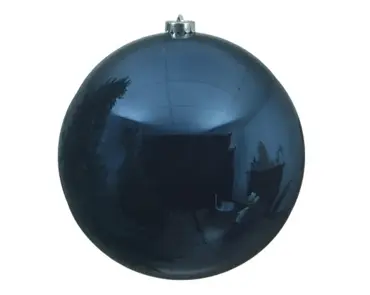 Kerstbal plastic 20cm glans nachtblauw