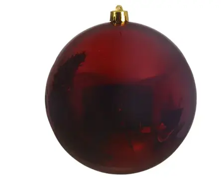 Kerstbal plastic 25cm glans ossenbloed