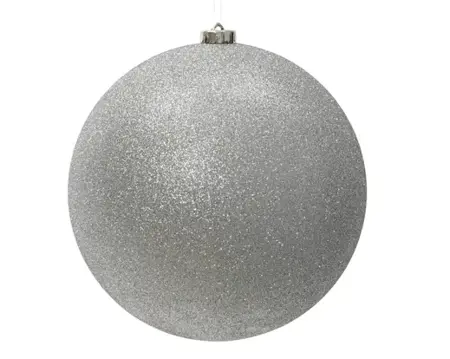 Kerstbal plastic 25cm zilver