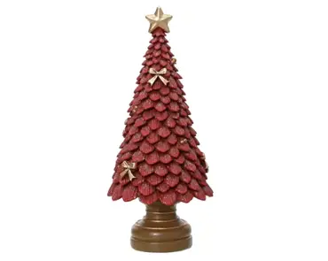 Kerstboom polyresin 10x10x23cm rood