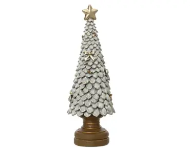 Kerstboom polyresin 12x12x36cm zilver