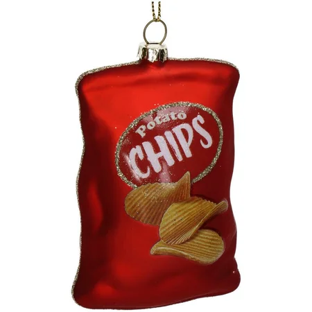 Kersten Ornament Chips zak rood 5x3x10cm - afbeelding 1