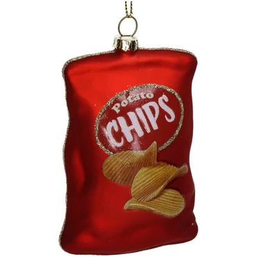 Kersten Ornament Chips zak rood 5x3x10cm - afbeelding 1