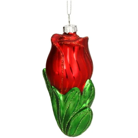 Kersten Ornament Tulp glas rood 10cm - afbeelding 1
