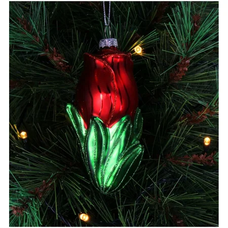 Kersten Ornament Tulp glas rood 10cm - afbeelding 2