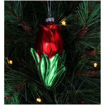 Kersten Ornament Tulp glas rood 10cm - afbeelding 2