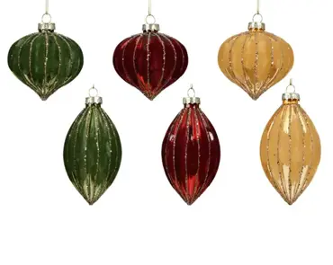 Kersthanger glas 8cm groen/rood/goud - assortiment