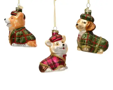 Kersthanger glas hond 8.3x5.1x8.90cm - assortiment
