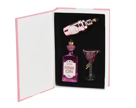 Kersthangers glas cocktailset figuur 4.8x10.5cm 3st - afbeelding 1